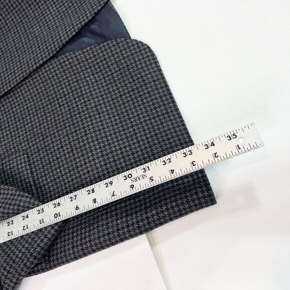 Chaps by Ralph Lauren Jacket Mens 40T Gray Houndstooth Wool Long-Sleeve Suit - Picture 5 of 10